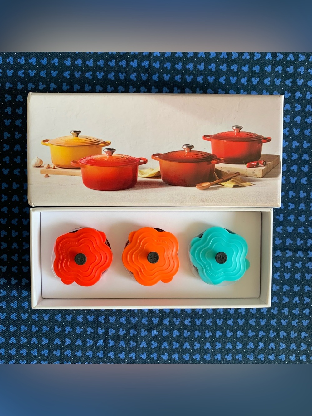 BNIB Le Creuset Flower Mini Cocotte Magnets - Set of 3
